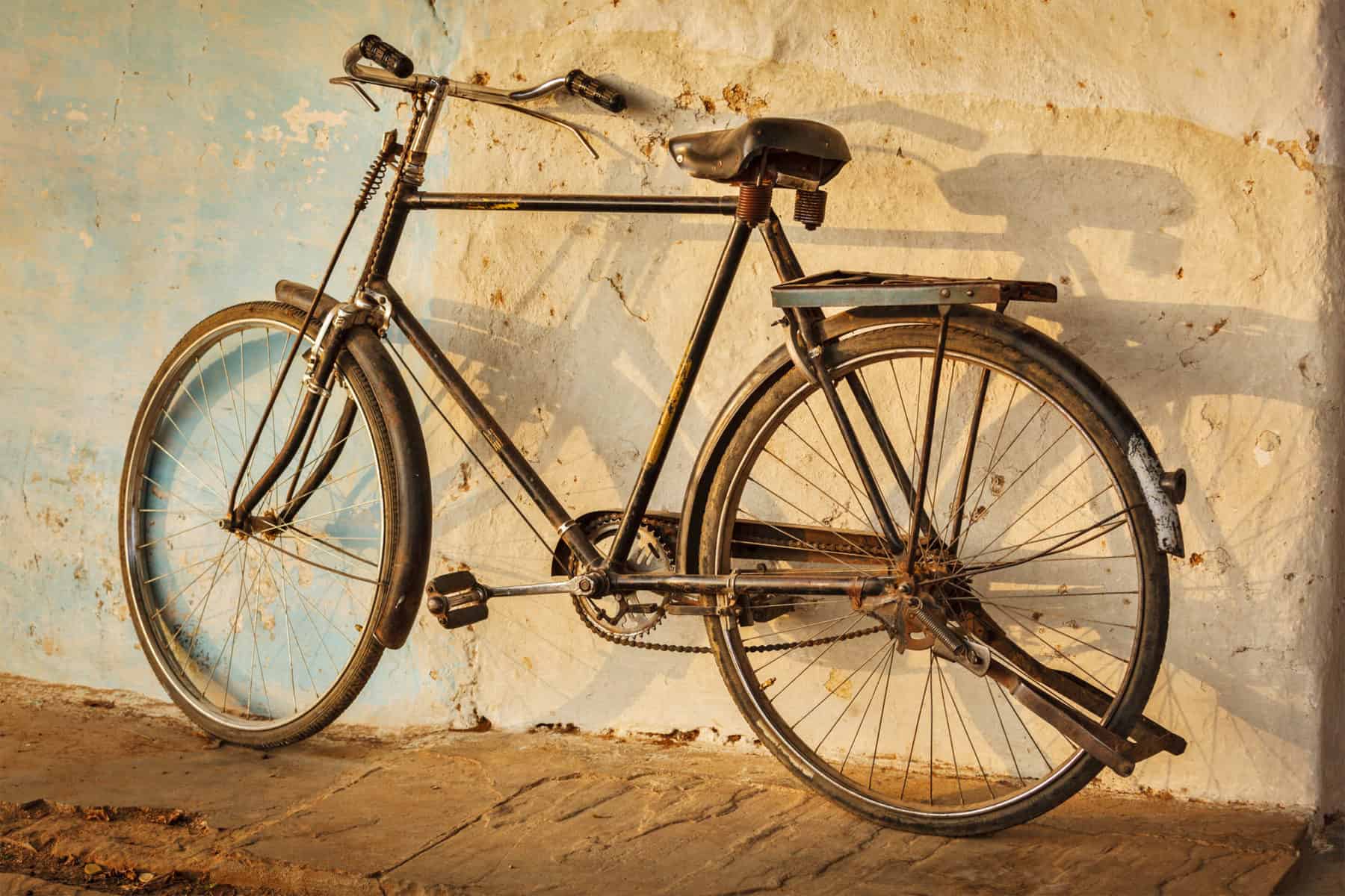 Old Indian bicycle in the street of India